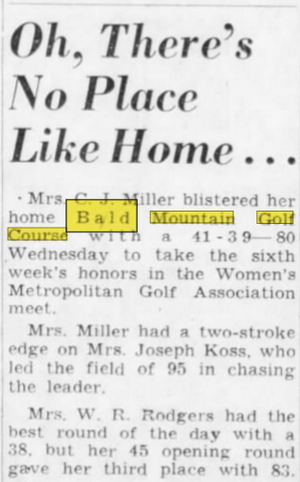 Bald Mountain Golf Course - Jun 8 1961 Cj Miller Wins